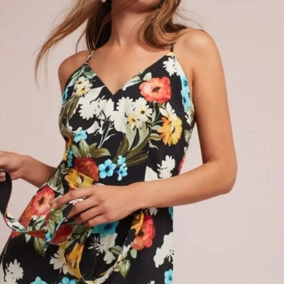 anthropologie yummy Kim dark floral wide leg jumpsuit with spaghetti straps - Picture 5 of 8